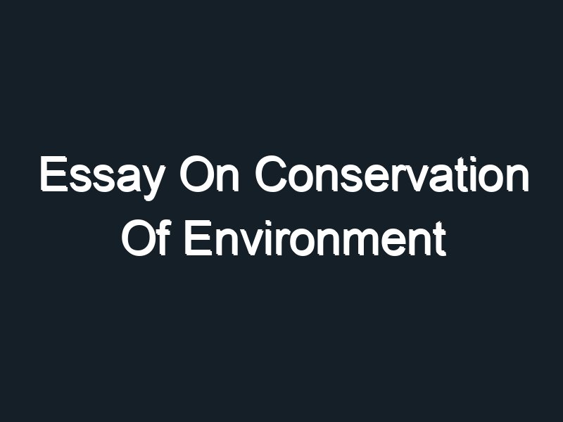 role in environment conservation essay