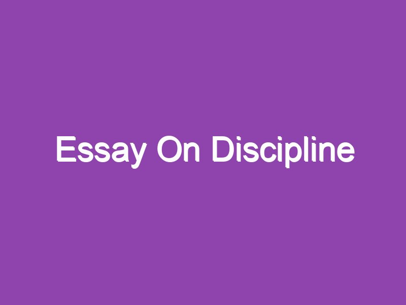 essay on discipline and its importance