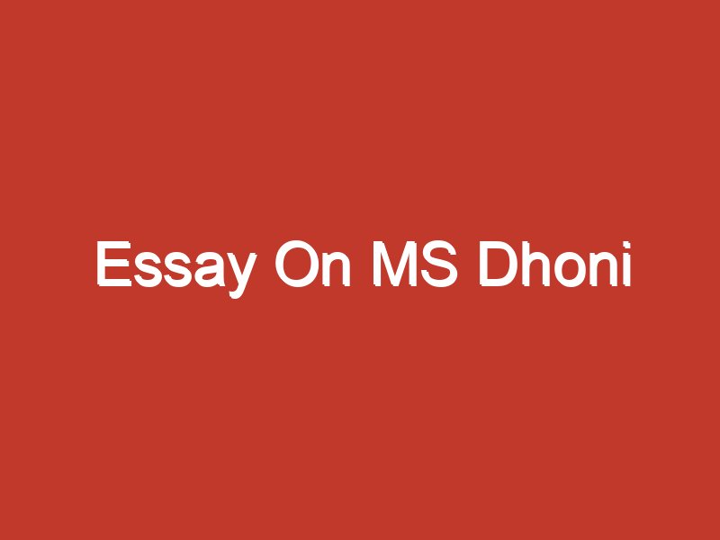write a short essay on ms dhoni