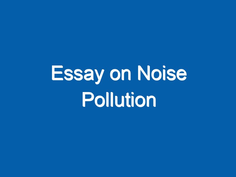 long essay on noise pollution