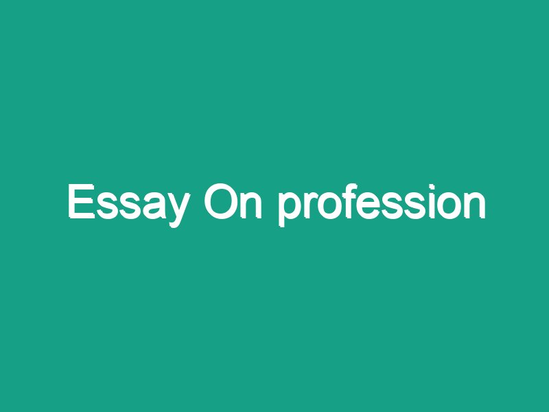 essay about profession occupation